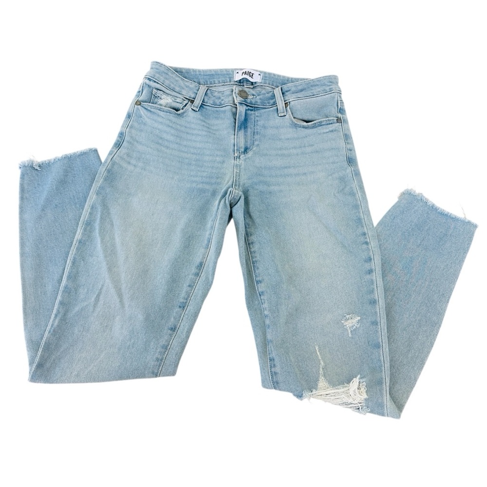 Paige Verdugo Ankle Distressed Jeans Light Wash, Size 26